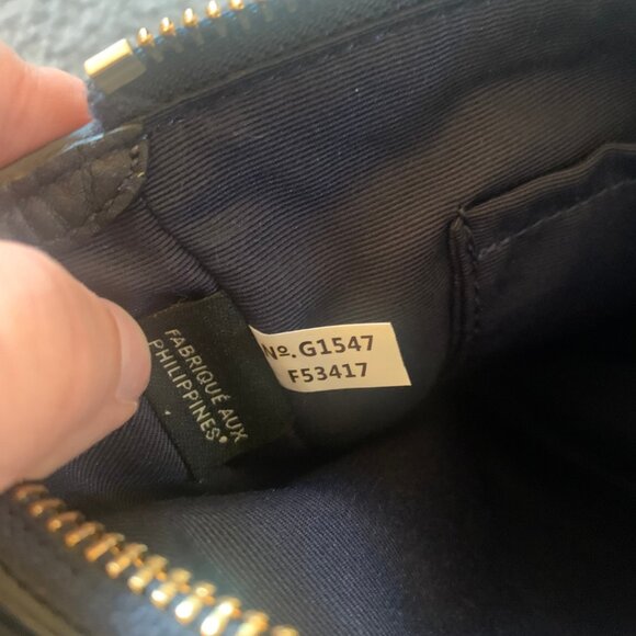 COACH DARK NAVY BLUE PEBBLED LEATHER CLUTCH WITH WRISTLET STRAP - Picture 6 of 9